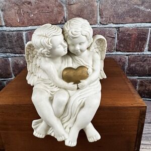 San Francisco Music Box Cherubs Shelf Sitter 1996 Gold Heart "Unchained Melody"